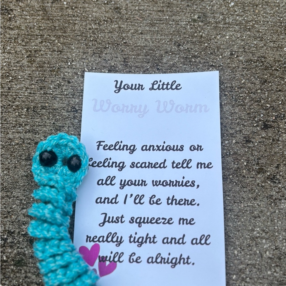 Blue Crochet Worry Worm